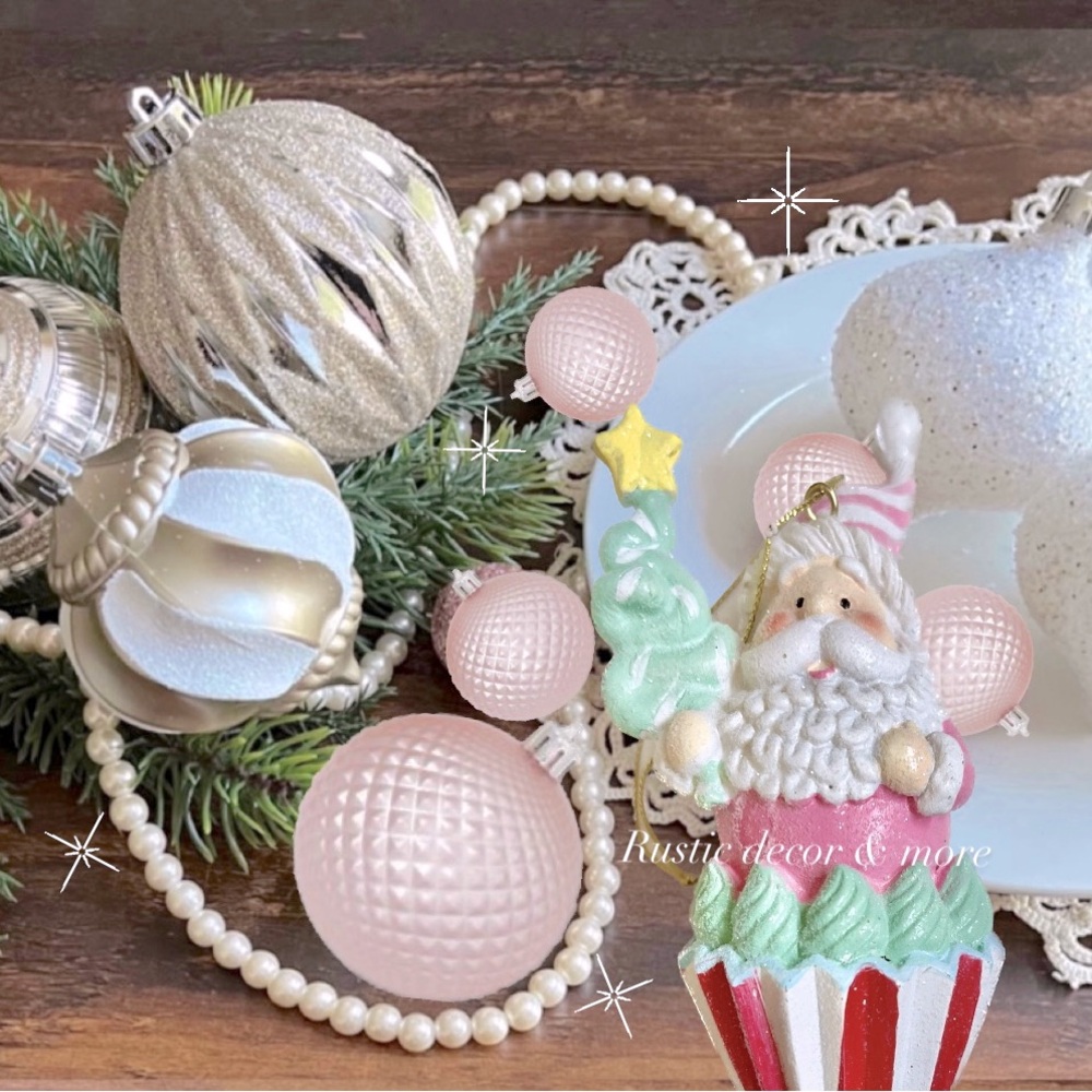 Pastel Christmas Cupcake Santa Claus Gingerbread ornament